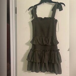 Olive Green Ruffled Dress